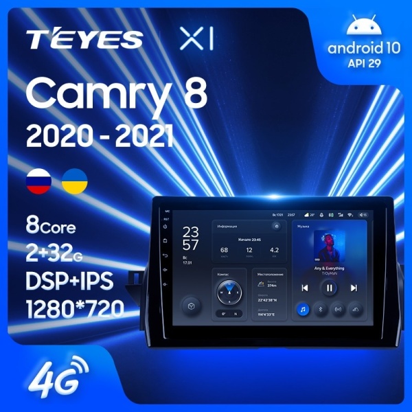 Магнитола Teyes X1 2/32 для Toyota Camry 8 (2020-2021)